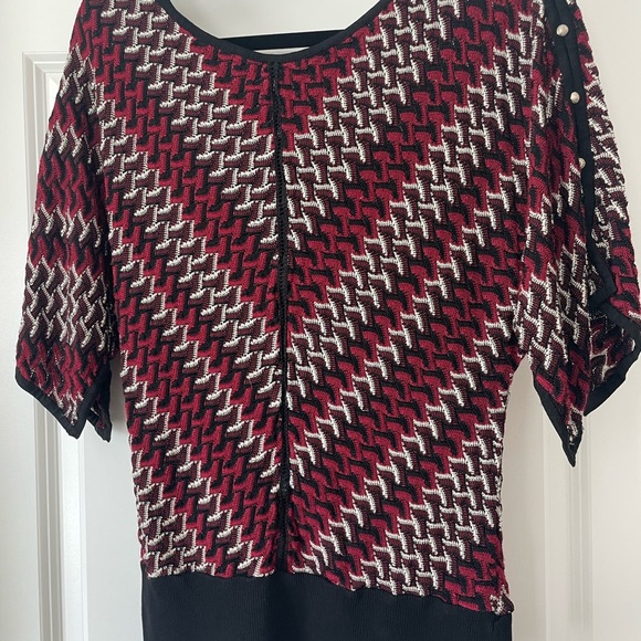 White House Black Market Tops - White House Black Market Red and Black Patterned Blouse